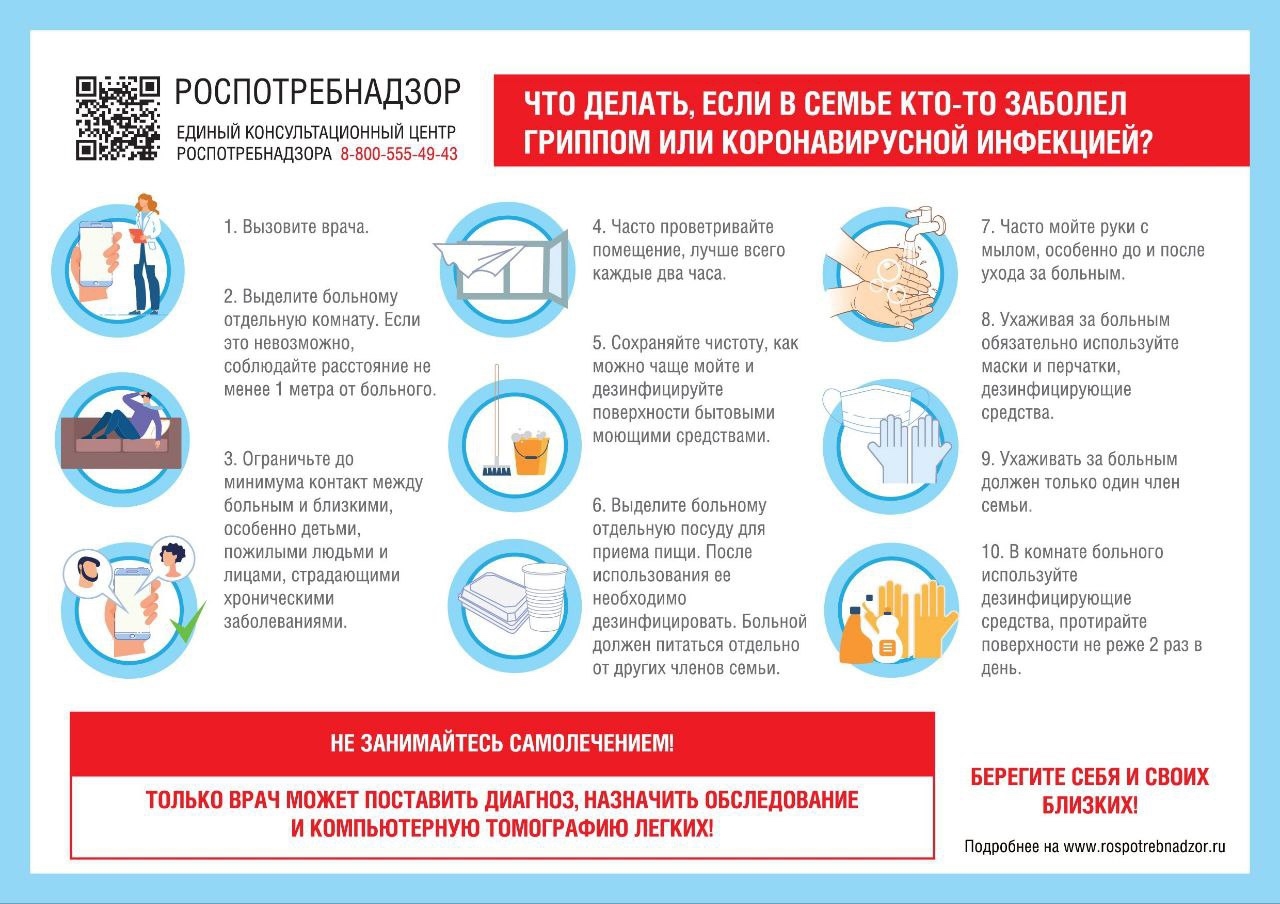Роспотребнадзор напоминает,  что делать, если в семье кто-то заболел острой респираторной вирусной инфекцией