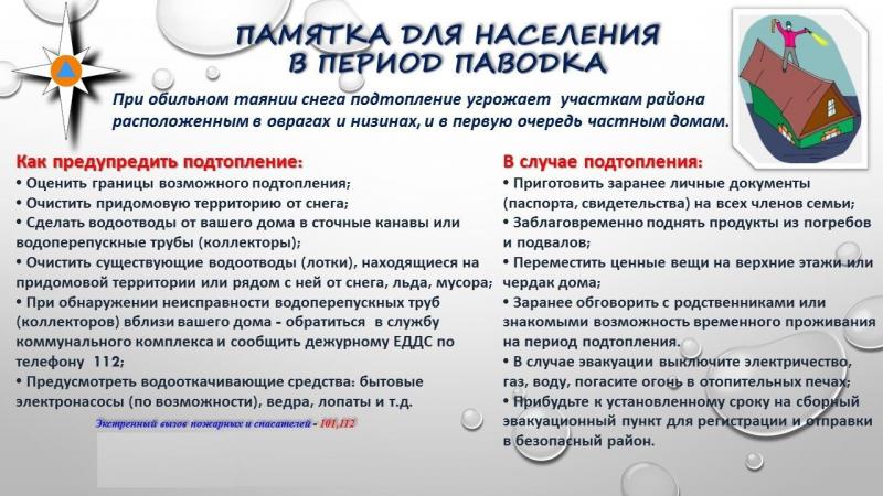 ОНДиПР Тихвинского района - памятка для населения в период весеннего паводка